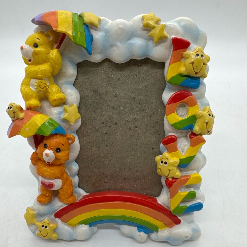 Vintage Care Bears Rainbow Love Resin Picture Frame 2" x 3" Funshine Tenderheart